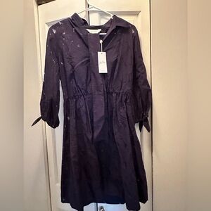 NWT LILLY PULITZER AMRITA 3/4 SLEEVE SHIRTDRESS SIZE 8 TRUE NAVY FLORA FAILLE